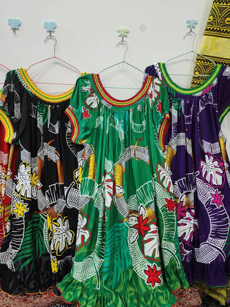 Green and black floral dresses