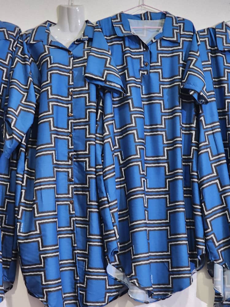 Blue geometric shirts