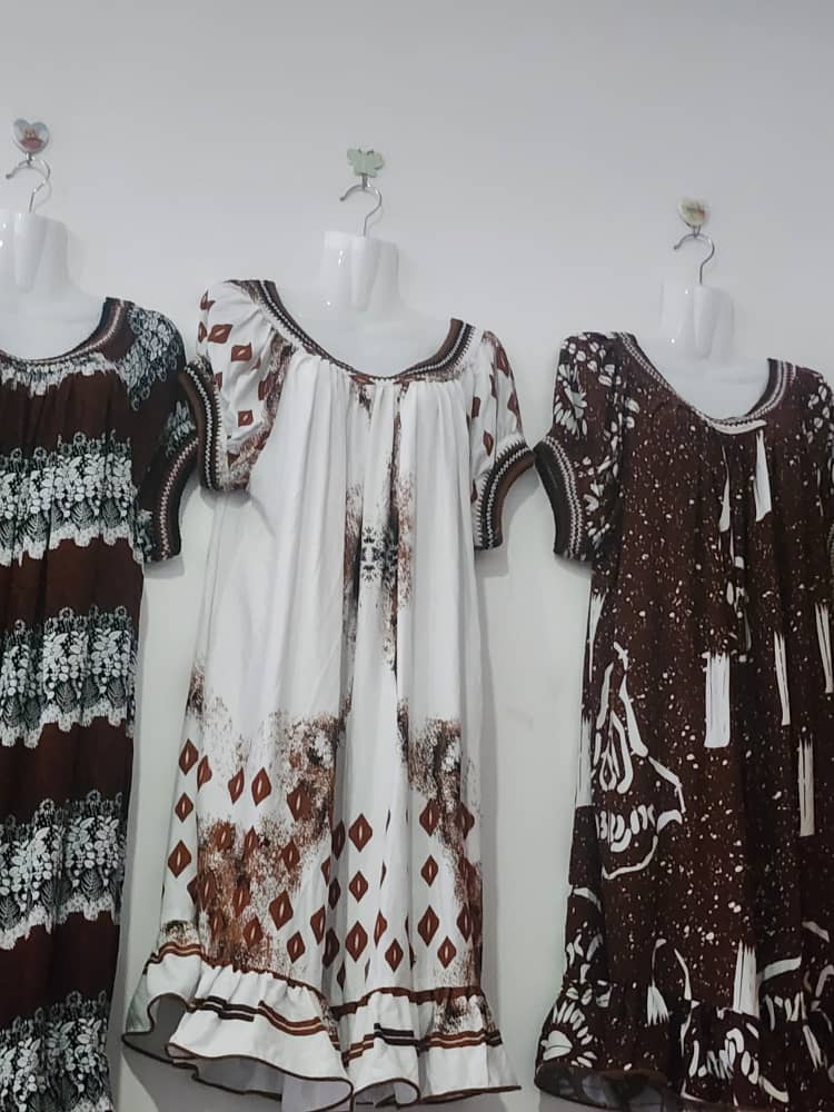 White and brown dresses